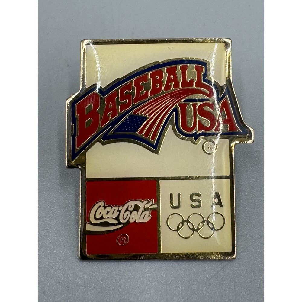 Vintage Team USA Olympics Baseball Coca Cola Lapel Pin